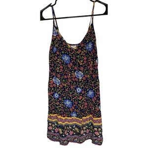 Misslook‎ Small Boho Floral Jacquard Tiered V-neck Mini A-line Dress